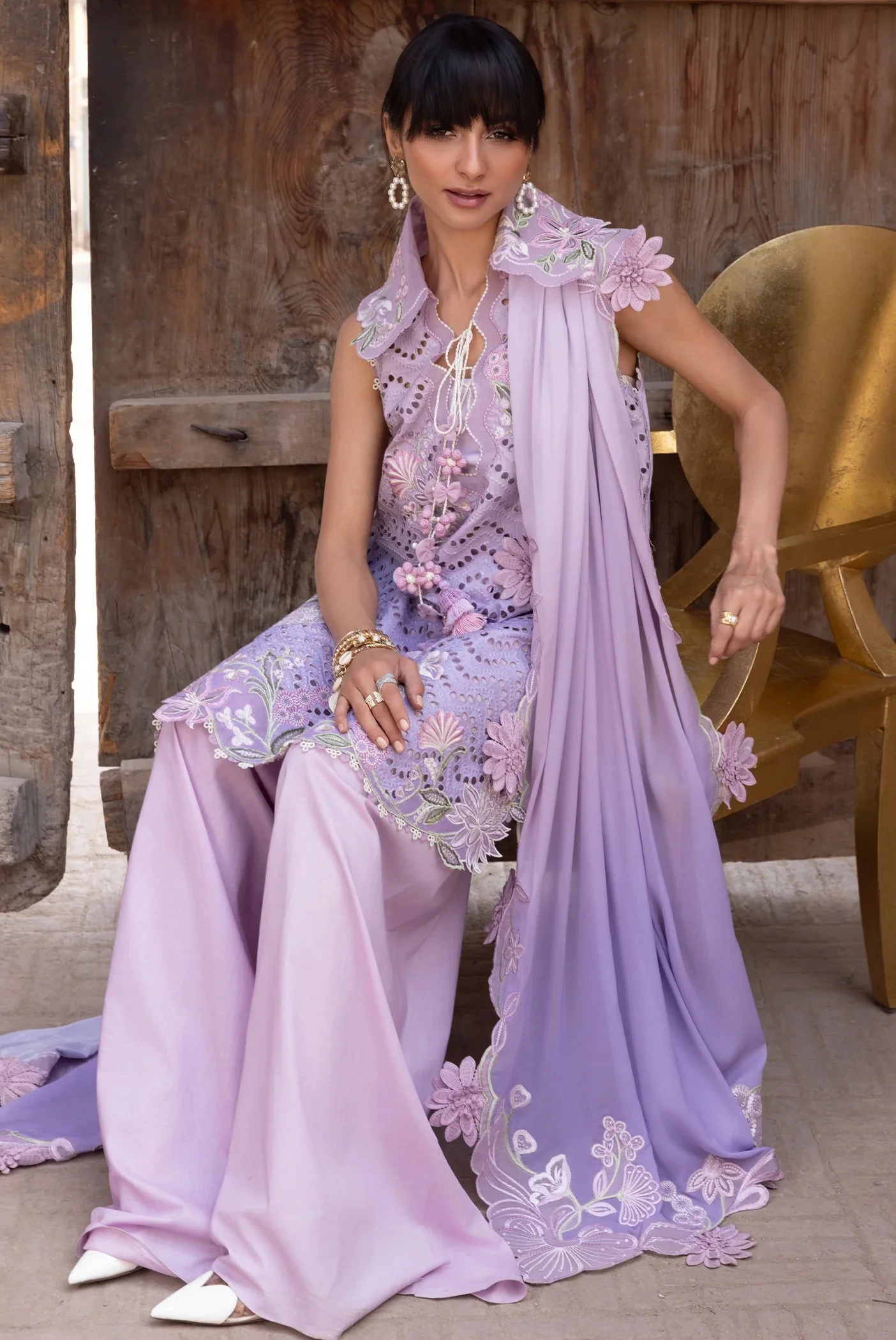 Crimson Tie & Dye Swiss Lawn Set – Purple Elegance - Image 2