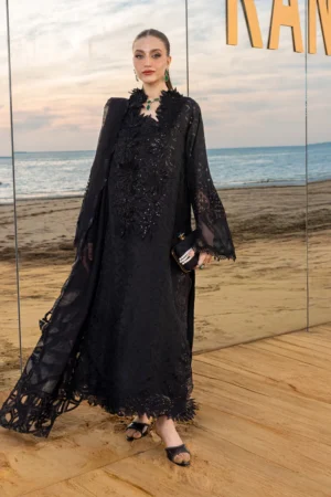 Rung Rasia Luxury Lawn Collection Black Embroidered 3 Piece Unstitched Suit – Premium Designer Lawn