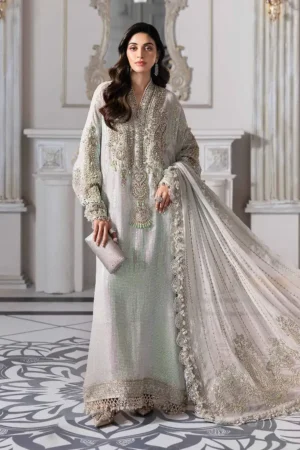 Maria B BD-3005 Aqua Luxury Lawn Embroidered Suit | 3PC Designer Collection | Emarladwear