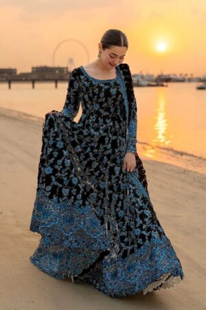 Faiza Saqlain Jehona Black 3 Pc Luxury Lawn Embroidered Suit | Premium Unstitched Lawn Collection