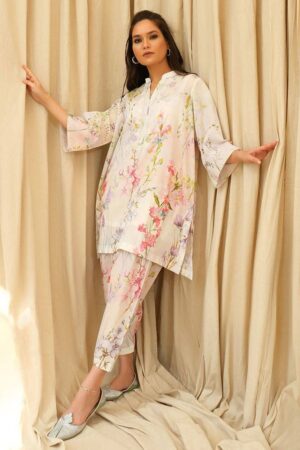 Farida Hassan White Luxury Lawn Replica 3 Pc Suit | Silk Digital Printed Dupatta