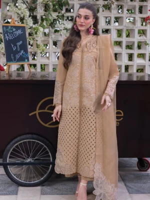 Rang Rasia Lawn Collection Brown Embroidered Suit | Premium Lawn Dress for Women