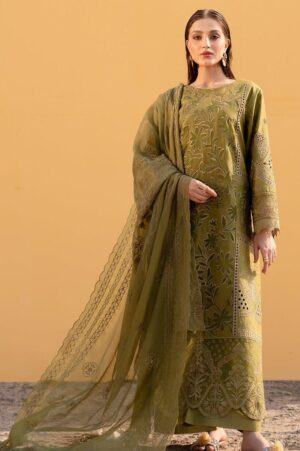 Mahnur Mehendi Sereen D/3 Luxury Lawn Collection Replica | Embroidered 3PC Suit Online Pakistan